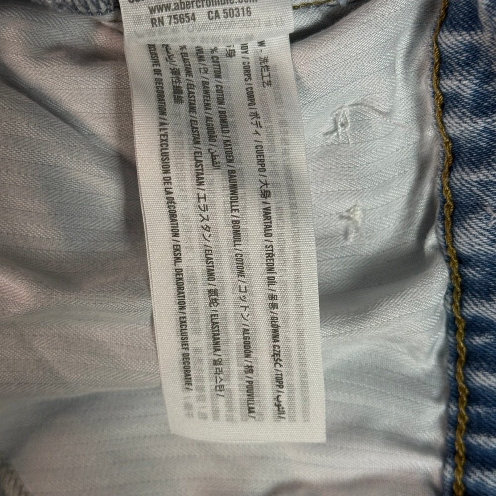 Abercrombie & Fitch 90s Straight Jeans Women 34/18 Light Wash Distressed - Picture 12 of 14